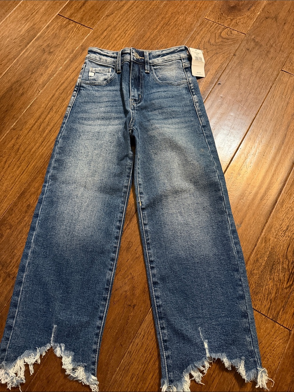 KanCan Kids Wide Leg Jeans - Distressed Light Blue Wash